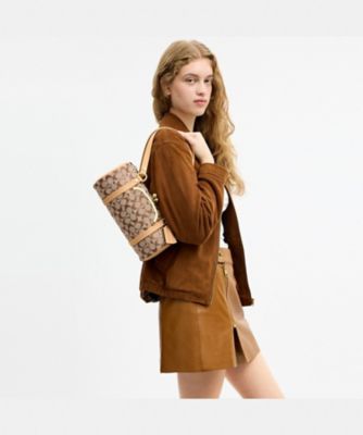 キスロック バレル バッグ 28・シグネチャー ジャカード | COACH